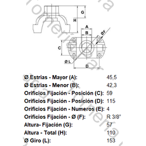 BRIDA DE ACOPLE (FORD/MB/VW) PARA CRUCETA CR1017 (SPL90-1X) 34 ESTRIAS X 45,5 MM (MECPAR)