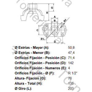 BRIDA DE ACOPLE (FORD/MB/VW) PARA CRUCETA CR1011 (5-515XS) 38 ESTRIAS X 50,8 MM (MECPAR)