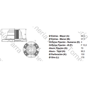 BRIDA DE ACOPLE CIRCULAR (IVECO/MB/VOLVO) PARA CRUCETA 46 ESTRIAS X 60,3 MM (MECPAR)