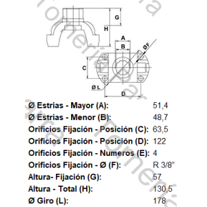 BRIDA DE ACOPLE (FORD/VW) PARA CRUCETA CR1007 (5-438XS) 39 ESTRIAS X 51,4 MM (MECPAR)
