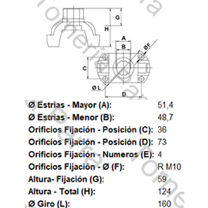 BRIDA DE ACOPLE (MB VARIOS) PARA CRUCETA CR1017 (SPL90-1X) 38 ESTRIAS X 51,4 MM (MECPAR)