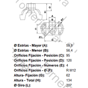 BRIDA DE ACOPLE (SCANIA VARIOS) PARA CRUCETA CR1402 (5-12072XS) 24 ESTRIAS X 59,8 MM (MECPAR)