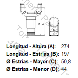 HORQUILLA DESLIZANTE (PARA CRUCETA CR1007) (5-438XS) (16 EST X 50,8 MM) (MECPAR)