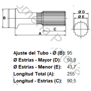 PUNTA ESTRIADA PARA HORQUILLA (LV1060) (16 EST X 50,8 MM) (MECPAR)