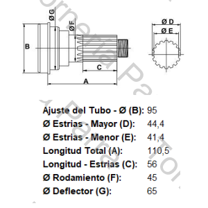 ESTRIA DE PUENTE (EUROCARGO/ M.BENZ VARIOS) 34 ESTRIAS X 44,4 MM (MECPAR)