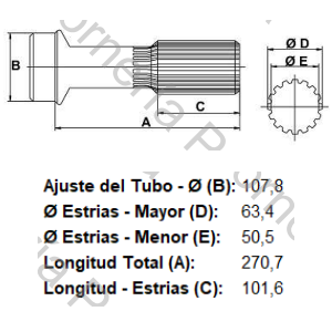 PUNTA ESTRIADA PARA HORQUILLA (LV1064) (16 EST X 63,4 MM) (MECPAR)