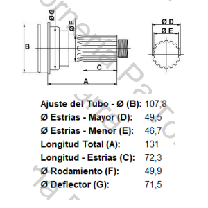ESTRIA DE PUENTE (FORD/M.BENZ/VW) 38 ESTRIAS X 49,5 MM (MECPAR)
