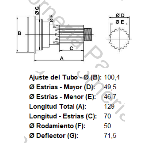 ESTRIA DE PUENTE  (ATEGO 1725/1726 / ATRON) 38 ESTRIAS X 49,5 MM (MECPAR)
