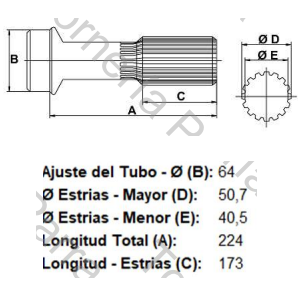 PUNTA ESTRIADA PARA HORQUILLA (LV1343) (50,8X16EST) (FRT180200) (MECPAR) M.BENZ 1114