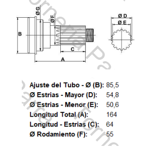 ESTRIA DE PUENTE (SCANIA VARIOS) 22 ESTRIAS X 54,8 MM (MECPAR)