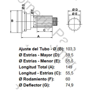 ESTRIA DE PUENTE  (SCANIA 113/ 124 Y P600) 24 ESTRIAS X 59,5MM (MECPAR)