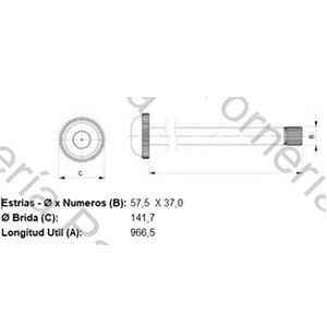 PALIER M.BENZ 1517 (37 ESTRIAS / 57,5 MM  DIAMETRO  X  LARGO 966,5 MM) (MECPAR)