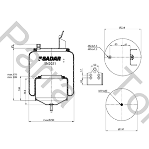 FUELLE DE SUSPENSION SELLADO VOLVO FH/FM (2004/2014) SN2021 (ALTURA 390) DIAMETRO 290 MM