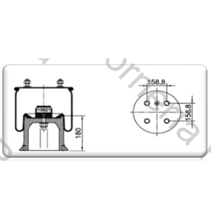 FUELLE DE SUSPENSION TC280-460 (TIPO 2) (REPUESTO) (2028-2) (UNIDAD SELLADA) (4 ESPARRAGOS) (EQ:1T15M-8) (10 10,5 -21) (1T19L-11) (NEUMACARG)