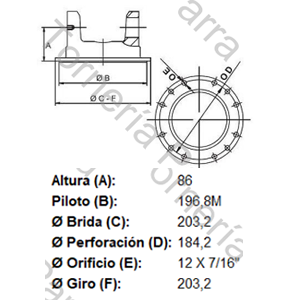 PLATO PARA ABULONAR (SCANIA R112/T112 Y 113/ VOLVO N Y NL) PARA CRUCETA CR1008 (5-281X) 12 AGUJEROS A 182,4 MM (MECPAR)