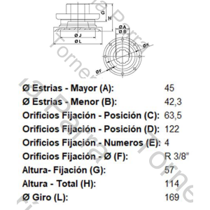 BRIDA DE ACOPLE (FORD/IVECO/VW) PARA CRUCETA CR1007 (5-438XS) 34 ESTRIAS X 45 MM (MECPAR)