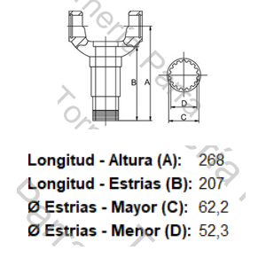 HORQUILLA DESLIZANTE (PARA CRUCETA CR1009) (5-12278XS) (12 EST X 62,2 MM) (MECPAR)