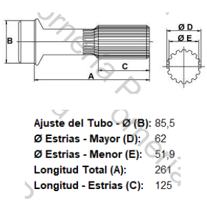 PUNTA ESTRIADA PARA HORQUILLA (LV1009) (12 EST X 62 MM) (MECPAR)